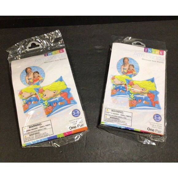 Mermaid Inflatable Armbands 2 Pair 2 pcs girls pool floaties for ages 3-6 - Picture 1 of 5